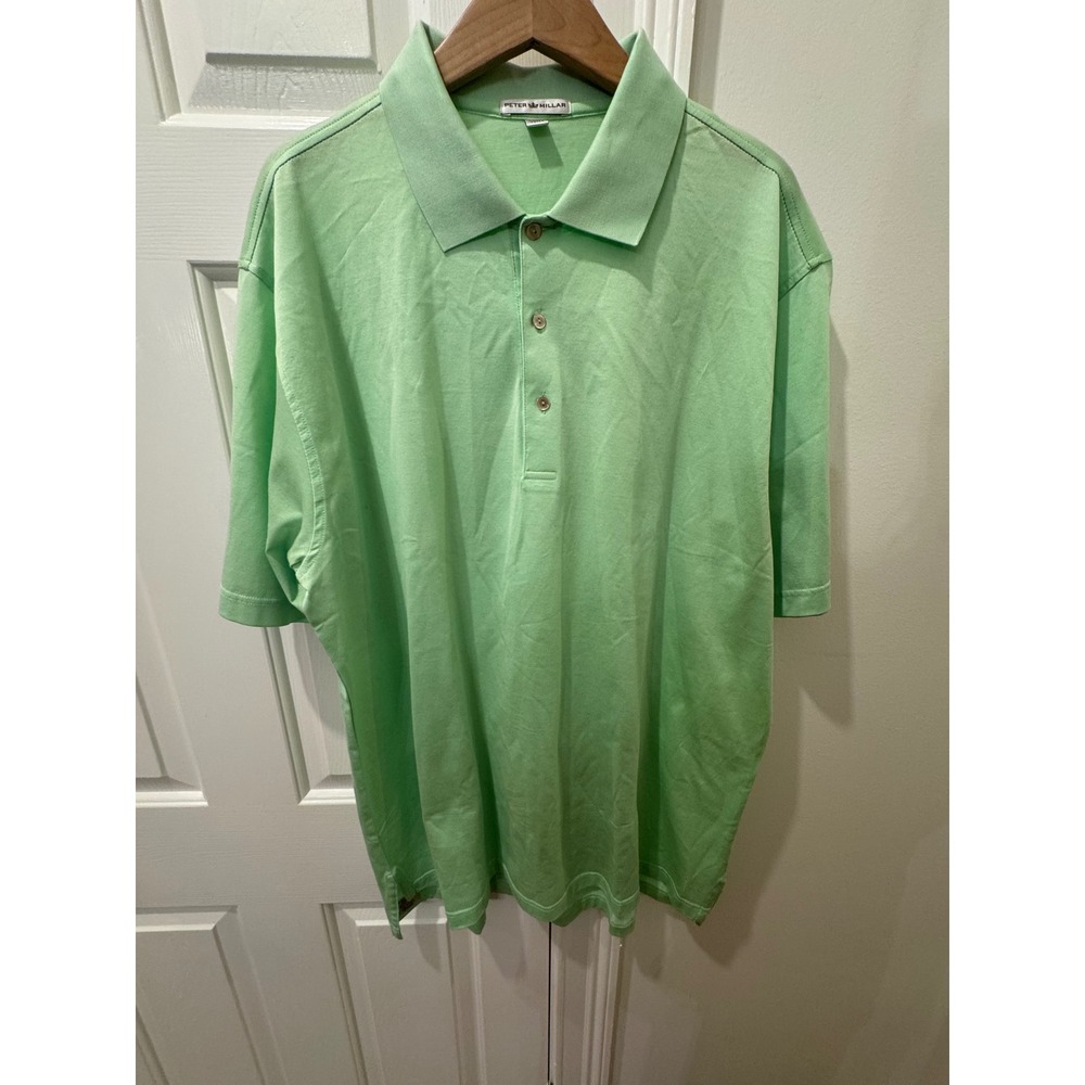Peter Millar Mens Mint Green 100% Cotton Short Sleeve Polo Shirt XL MS13K01A